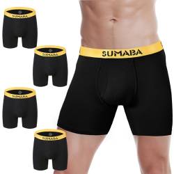 SUMABA Herren-Unterwäsche mit langem Bein, Boxershorts mit Tasche, kein Hochrutschen, Bambus-Unterhose für Herren, atmungsaktiv, 5er-Pack: Schwarz 01 x 5, XXX-Large von SUMABA