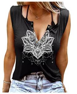 Smooth As Tennessee Whiskey Sweet As Strawberry Wine Shirt Ringloch ärmellos V-Ausschnitt Tank Top Damen Country Music Tee, Mandala Schwarz, X-Groß von SUNFLYLIG