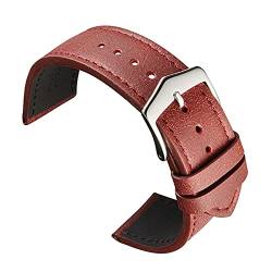 SUNMME Schnellverschluss-Uhrenarmband für Herren und Damen, 20 mm, 22 mm, Lederarmband für Uhren und Smartwatches (Rojo 20 mm) von SUNMME