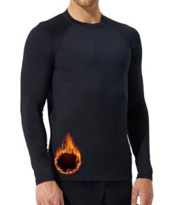 SURFEASY Thermo Unterwäsche Herren Langarm Thermoshirt Longsleeve Herren Funktionsunterwäsche Oberteil Warm Tops (Schwarz,3XL) von SURFEASY