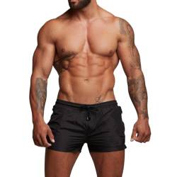 Ganti Aqua DI Man Badehose | SCHNELLTROCKNENDE Shorts MIT Stretch UND Reissverschluss FÜR Herren (Schwarz,L) von SWZEC