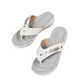 SWZEC Bellesofie Hazel - Bequeme orthopädische Keilsandalen (36,Weiß) von SWZEC