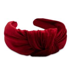 SXQLYH Haarreif Damen Breit mit Knoten - Samt Haarreifen knoten Wunderschön, Damen Stirnband Kopfband Haarband Turban Komfort Haarreifen Vintage Twist Haartuch für Damen Mädchen (Rot) von SXQLYH