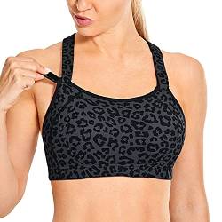 SYROKAN Sport BHS Mit Starkem Halt Leicht Gepolstert Vorderseite Verstellbare Riemen Top für Damen Leopard Gedruckt 1 -A281 75F von SYROKAN