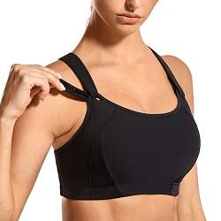 SYROKAN Sport BHS Mit Starkem Halt Leicht Gepolstert Vorderseite Verstellbare Riemen Top für Damen Schwarz - A281 70F von SYROKAN