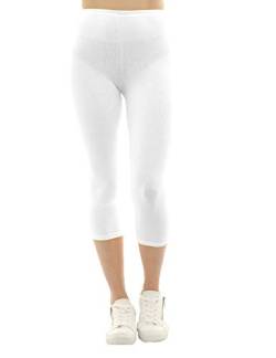 SYS Damen Capri 3/4 Leggings Baumwolle Hose weiss XXL von SYS