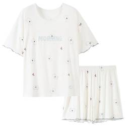 SZJIAHTM 2pcs Teenager Mädchen Baumwolle Kurze Ärmel mit integriertem BH Tops Shorts Nachtwäsche Pyjama Set Loungewear von SZJIAHTM