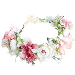 SZYDD Sweet Forest Blumenkrone Stirnband Girlande Kopfschmuck Realistische Blumenform Stirnband Frühling Camping Fotografie Stirnband Temperament Hochzeit Party Braut Kopfbedeckung von SZYDD