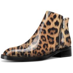 Saekcted Damen Chunky Blockabsatz Niedrige Absatz Heel Eckige Zehenkappe Stiefeletten Slip-on Reißverschluss Büroschuhe Klassisch Stiefel Leopardbraun 45 EU von Saekcted