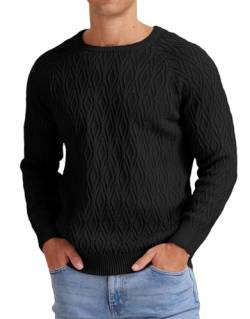 Sailwind Herren Pullover Schwarz Rundhals Pulli Männer Strickpullover Warm Pullover Einfarbige Basic-Oberteile Herbst Winter Warm Strickwaren (Schwarz, L) von Sailwind