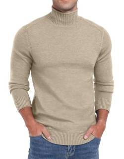 Sailwind Rollkragenpullover Herren Langarmshirt Feinstrick Sweater Slim Fit Basic Männer Pullover Winterpullover Pullover (Khaki, S) von Sailwind