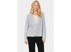 Strickjacke SAINT TROPEZ "HayaSZ Cardigan", Damen, Gr. S (36), pearl grau mel, Strick, Obermaterial: 57% Polyamid, 40% Polyester, 3% Elasthan, meliert, modisch, Langarm, Strickjacken von Saint Tropez