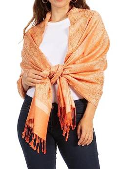 Sakkas Paisley Self-Design Schal/Wrap/Stole - Champagner/Orange Paisley von Sakkas