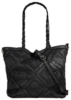 Samantha Look Shopper Echt Leder Damen | Made in Italy, geräumige Umhängetasche mit Smartphonefach schwarz | 021394 von Samantha Look