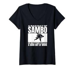 Damen Ein schlechter Tag von Sambo Lustiger stolzer Sambo T-Shirt mit V-Ausschnitt von Sambo Enthusiasts Martial Arts Passion