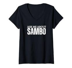 Damen Sambo Coach Frag mich über Sambo T-Shirt mit V-Ausschnitt von Sambo Enthusiasts Martial Arts Passion