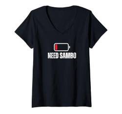 Damen Sambo Coach Sambo mit niedrigem Batteriebedarf T-Shirt mit V-Ausschnitt von Sambo Enthusiasts Martial Arts Passion