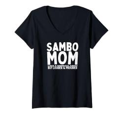 Damen Sambo Mom Mother Zitat Proud Funny Sambo T-Shirt mit V-Ausschnitt von Sambo Enthusiasts Martial Arts Passion