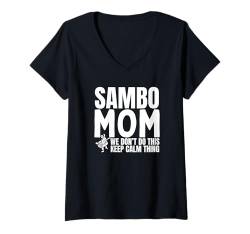 Damen Sambo Mom Zitat Funny Proud Sambo T-Shirt mit V-Ausschnitt von Sambo Enthusiasts Martial Arts Passion