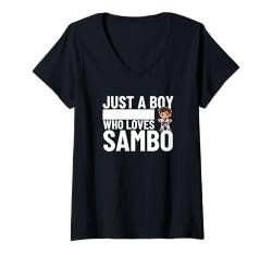 Damen Sambo Nur ein Junge, der Sambo liebt T-Shirt mit V-Ausschnitt von Sambo Enthusiasts Martial Arts Passion