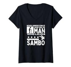 Damen Sambo Unterschätze niemals einen alten Mann, der Sambo liebt T-Shirt mit V-Ausschnitt von Sambo Enthusiasts Martial Arts Passion