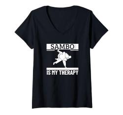 Damen Sambo ist meine Therapie Proud Lustiger Sambo T-Shirt mit V-Ausschnitt von Sambo Enthusiasts Martial Arts Passion