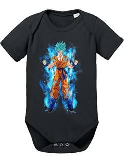 Goku Blau Aura Baby Strampler Body Dragon Master Son Ball Vegeta Turtle Roshi Db, Größe:74;Farbe:Schwarz von Sambosa