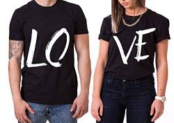 Love King Queen Partner Look Pärchen Valentinstag T-Shirt Set, Größe:M;Partner Shirts:Damen T-Shirt Weiß von Sambosa