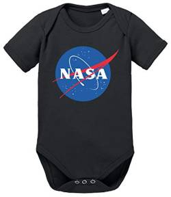 NASA Logo Rocket Baby Strampler Astronaut Bio Baumwolle Body Jungen & Mädchen 0-12 Monate, Größe:80/10-12 Monate, Farbe:Schwarz von Sambosa