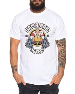 Saitama Gym - Herren T-Shirt Son Ruffy Luffy Saitama One Dragon Goku Ball Vegeta Punch Man Piece, Größe:M, Farbe:Weiß von Sambosa