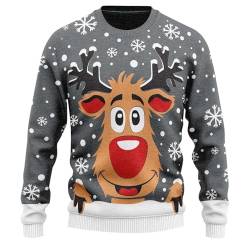 Hässliche Weihnachtspullover, Sale Damen, Weihnachtspullover Damen Herren Lustig Schneeflocken Rentier Winter Pullover Warm Weihnachtspullis Strickpullover Rundhals Christmas Sweater Personalisiert Un von Sanaryun