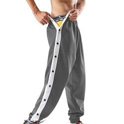 Sanaryun Jogginghose Herren Reha Postoperative Hose Seitlich Zu Öffnen Weites Bein Trainingshose Open Leg Jogger Freizeithose 90Er Jahre Outfit Hose Mit Knöpfen An Der Seite Sportswear Mit Taschen von Sanaryun