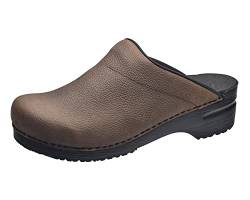 Sanita | Karl offener Clog, geöltes Leder | Original handgemacht | Flexible Leder-Clogs für Männer | Braun | EU 42 von Sanita