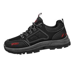 Sansee Mode Vier Jahreszeiten Männer Turnschuhe Wandern Schuhe Flache Unterseite Rutsch Bequem Herren Schuhe Anzugschuhe (Black, 43) von Sansee