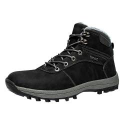 Winterschuhe Herren Damen Leder wasserdichte Wanderschuhe Anti-Punktur Outdoorschuhe Schlüpfen Trekkingschuhe Casual Knöchelhohe Sneaker Walkingschuhe Arbeitsschuhe mit Fußgewölbeunterstützung von Sansee