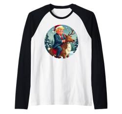 Santa Trump Outfit Rentier Pyjama Lustiger Weihnachtsmann Raglan von Santa Claus Donald Trump Schnee Urlaub Weihnachten