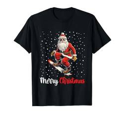 Merry Christmas Snowboarder Xmas Pyjama T-Shirt von Santa Hobbies Merry Christmas
