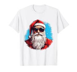 Santa Face Retro Sonnenbrille Weihnachten Xmas Herren Damen T-Shirt von Santa Wearing Sunglasses