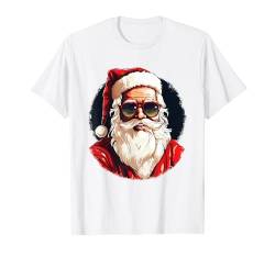 Santa Face Retro Sonnenbrille Weihnachten Xmas Herren Damen T-Shirt von Santa Wearing Sunglasses