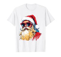 Santa Face Retro Sonnenbrille Weihnachten Xmas Herren Damen T-Shirt von Santa Wearing Sunglasses