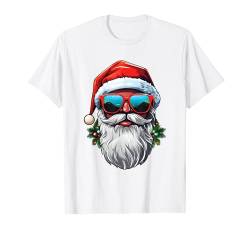 Santa Face Retro Sonnenbrille Weihnachten Xmas Herren Damen T-Shirt von Santa Wearing Sunglasses