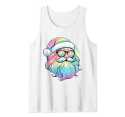 Santa Face Retro Sonnenbrille Weihnachten Xmas Herren Damen Tank Top von Santa Wearing Sunglasses