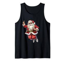 Santa Face Retro Sonnenbrille Weihnachten Xmas Herren Damen Tank Top von Santa Wearing Sunglasses