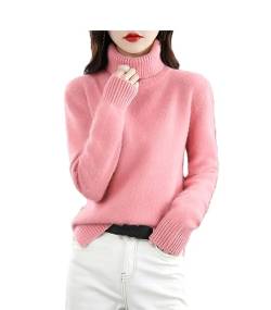 SaoBiiu Damen Pullover Kaschmir Rollkragenpullover Strickpullover Lockere Weiche Langarm Oberteile Winter Pullover Pink XXL von SaoBiiu