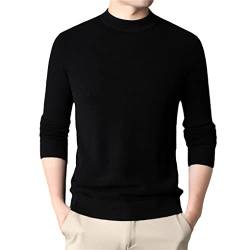 SaoBiiu Dicker Warmer Pullover Merino Wolle Lässiger O Neck Pullover Herren Kaschmir Strickwaren Black XL von SaoBiiu