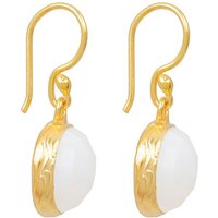 Sarah Bosman Paar Ohrhänger Damen Gold - Grey Moonstone Ohrringe mit Edelstein Grau, 14 mm von Sarah Bosman