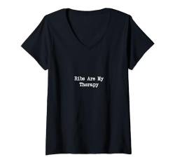 Damen Ribs Are My Therapy Funny Ribs BBQ Minimalistische Schreibweise T-Shirt mit V-Ausschnitt von Sarcastic Ribs Barbeque Lover Men & Women Humor
