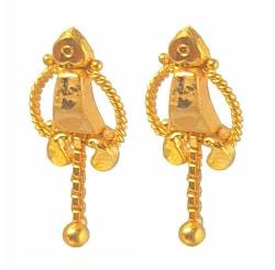 22K/18K echte zertifizierte Geldstrafe Gelb Gold Clip-on Einzelkette Fischhaken Ohrringe von Satfale Jewellers
