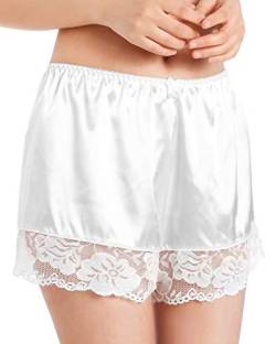 Damen Satin French Knickers Höschen kurze Slips (Weiß, XL) von Satini