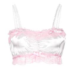 Satini Sissy Rüschen Spitze Tailliert Seidig Satin Dessous Bralette (Weiß, L) von Satini